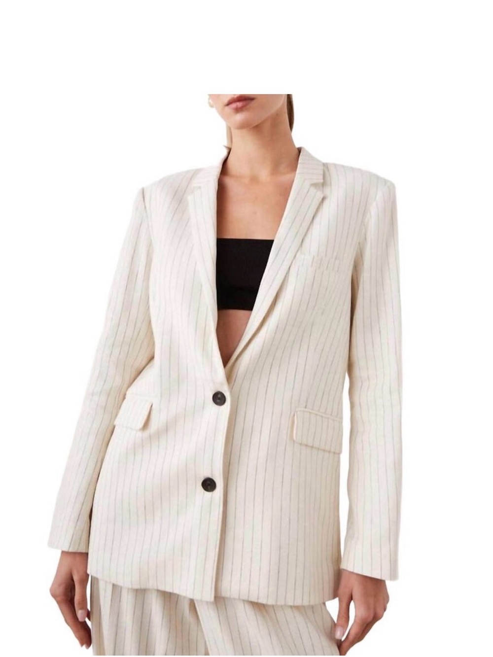 Rails Cream Pinstripe Tailored Blazer